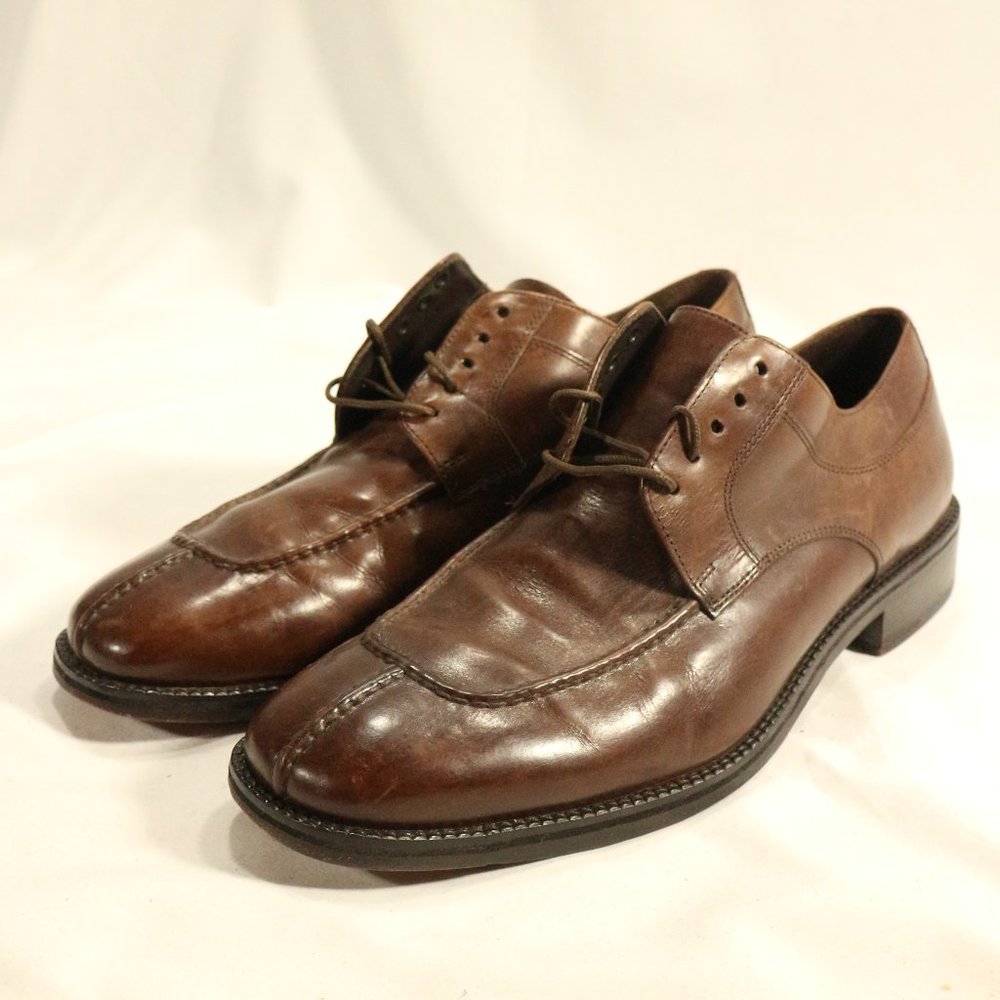 COLE HAAN Brown Leather Split Toe Loafers Sz 8 US Men - Picture 3 of 13